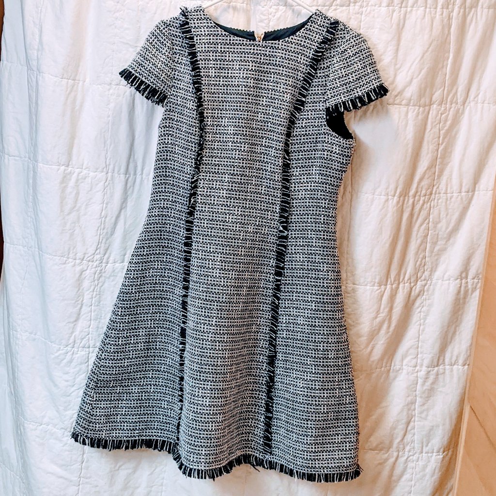 Eliza J Blue Tweed Dress With Cap Sleeves